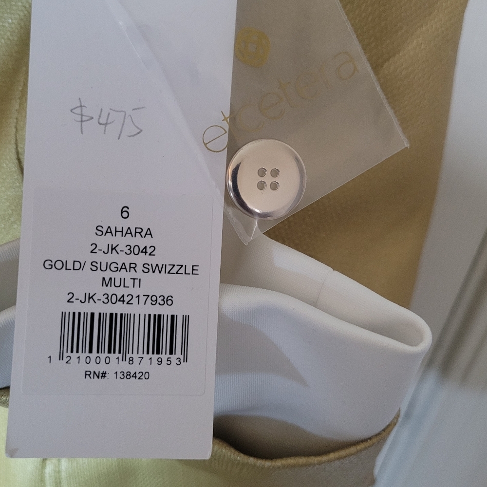 ETCETERA Gold Women's Blazer With White Shirt Insert. Sz 6. NWT MSRP $475 - Picture 8 of 10